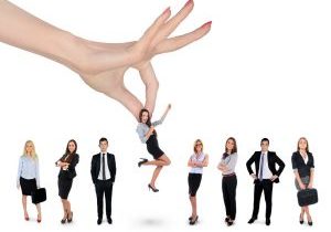 Woman hand choosing business woman